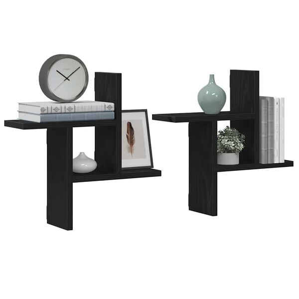 vidaXL Mensole da Parete 2pz Rovere Nero 38x12x38 cm in Truciolato