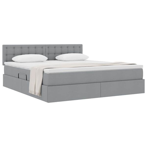 vidaXL Letto con contenitore e materasso Grigio chiaro 160 x 200 cm