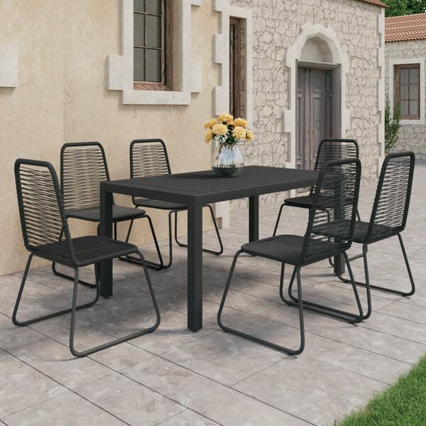 vidaXL Set da Pranzo da Giardino 7 pz in Rattan PVC Nero