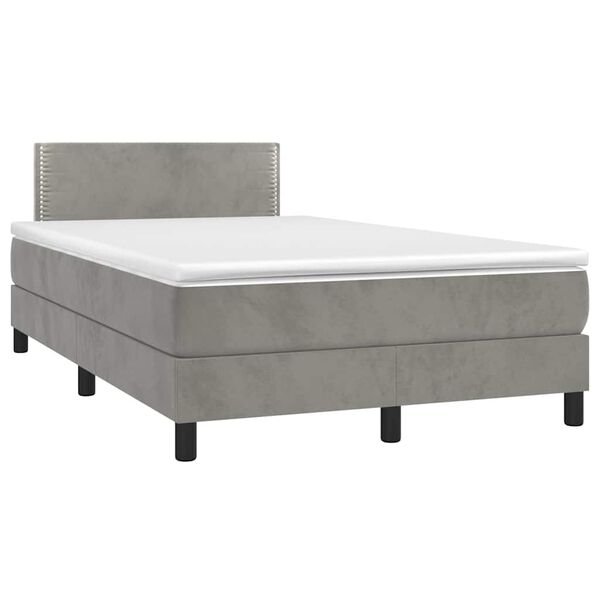 vidaXL Letto a Molle con Materasso e LED Grigio Chiaro 120x190 cm Velluto