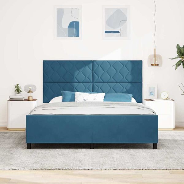 vidaXL Letto a molle con testiera Blu Scuro 180 x 200 cm Velluto