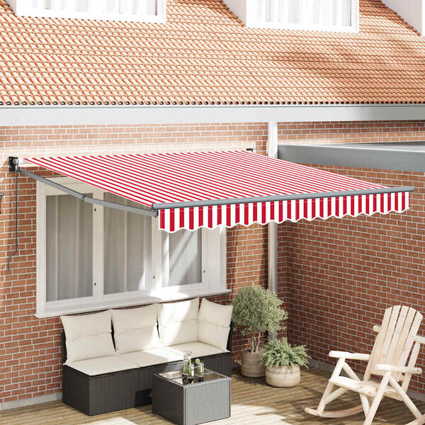 vidaXL Tenda Retrattile Rigato Rosso e Bianco 300 x 250 cm