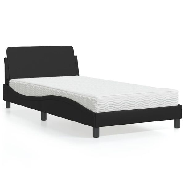 vidaXL Letto con Materasso Dover Nero 100x200 cm in Similpelle