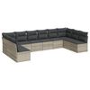 vidaXL Set Divano Giardino 10 pz con Cuscini Grigio Chiaro Polyrattan