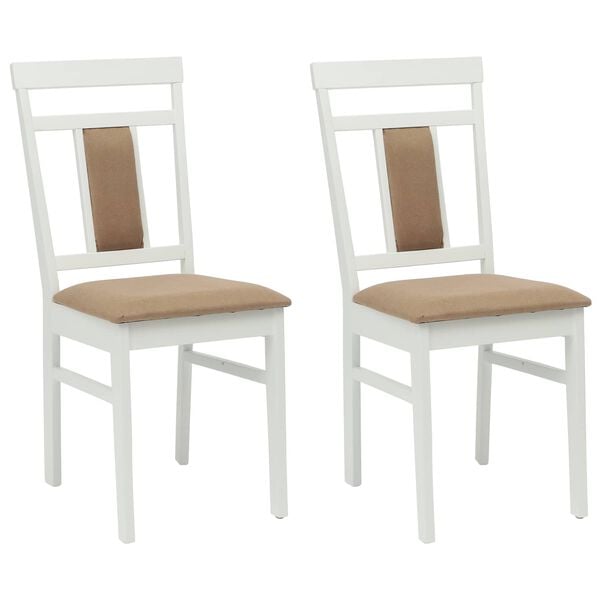 vidaXL Sedia da pranzo 2 pcs Bianco e marrone Legno di gomma solido