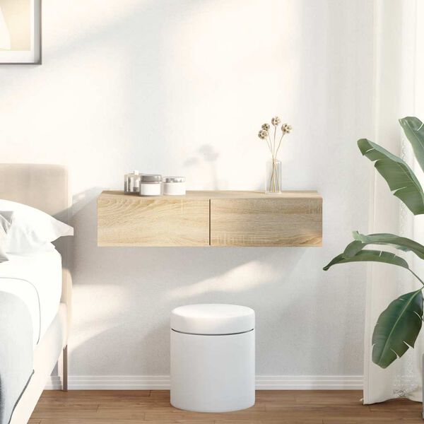 vidaXL Scaffale a Parete con Cassetti Sonoma 80x33x17 cm in Truciolato