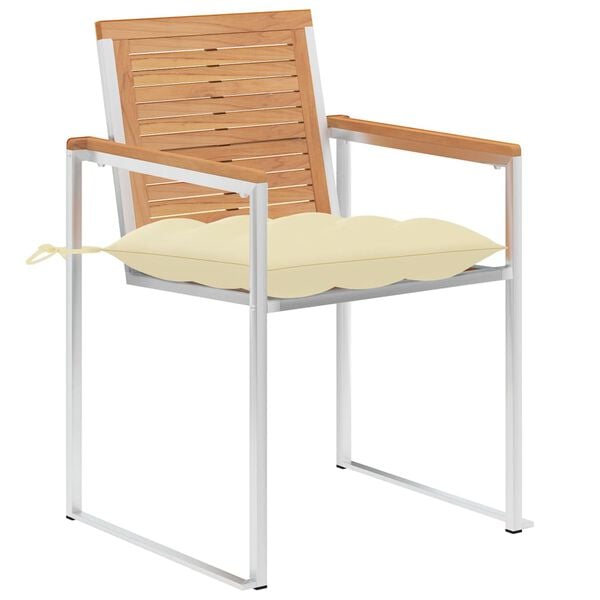 vidaXL Sedie da Giardino con Cuscini 4 pz in Legno Massello di Teak
