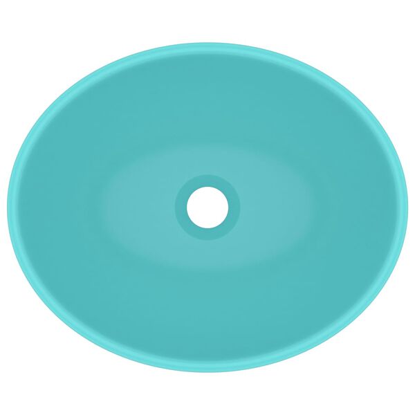 vidaXL Lavandino Lusso Ovale Verde Chiaro Opaco 40x33 cm in Ceramica