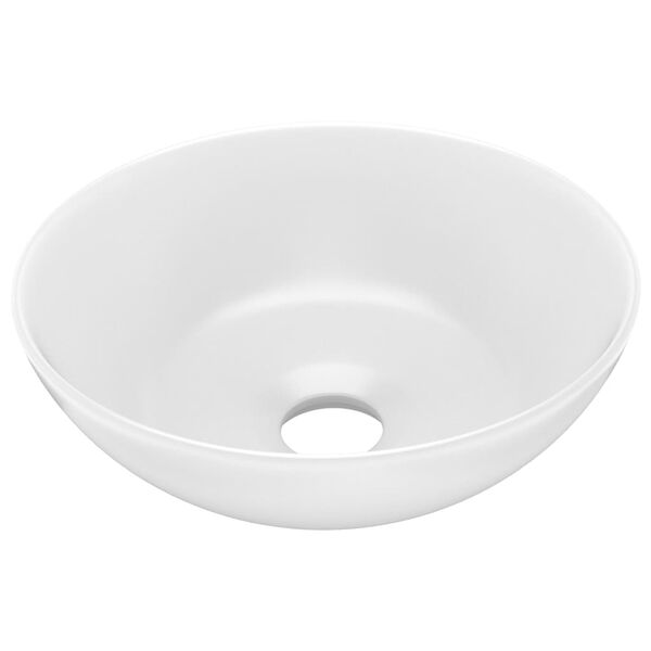 vidaXL Lavandino da Bagno in Ceramica Bianco Opaco Rotondo