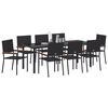 vidaXL Set da Pranzo per Giardino con cuscino 9 pcs Nero polyrattan
