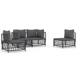 vidaXL Set Salotto da Giardino 4 pz con Cuscini in Acciaio Antracite