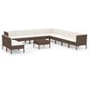 vidaXL Set Divani da Giardino 12 pz con Cuscini in Polyrattan Marrone