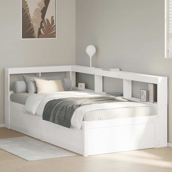 vidaXL Letto Libreria senza Materasso Bianco 90x190 cm Massello Pino