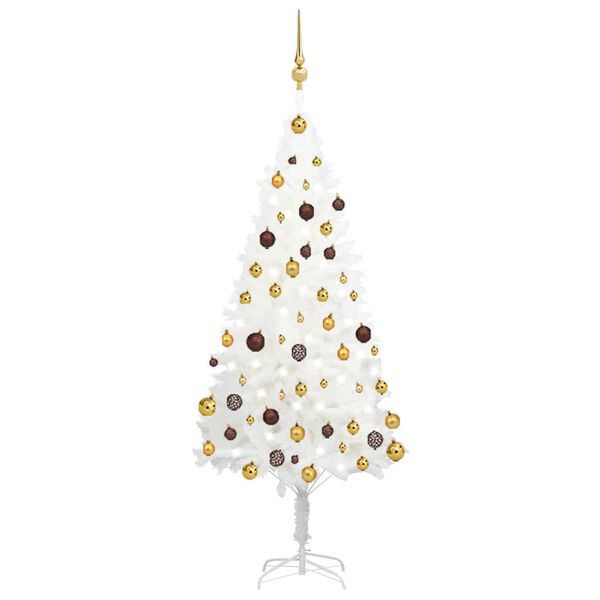 vidaXL Albero di Natale Preilluminato con Palline Bianco 150 cm