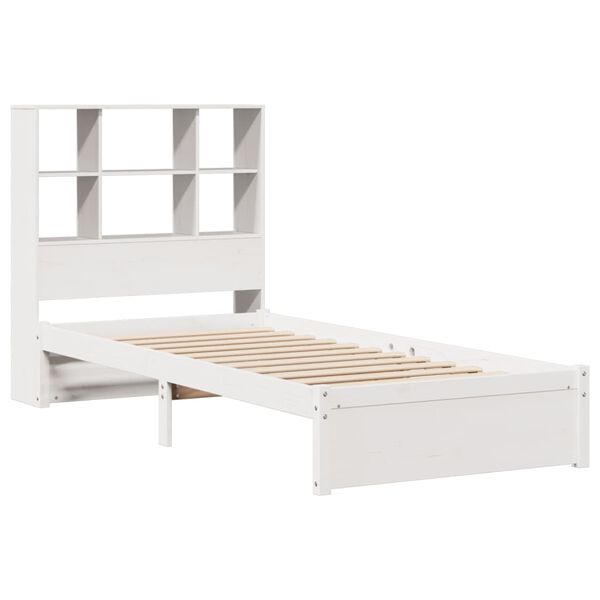 vidaXL Letto Libreria senza Materasso Bianco 90x190 cm Massello Pino