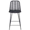 vidaXL Sedia da Bar 2 pcs Nero 44,5 x 54,5 x 97,5 cm Rattan e Ferro