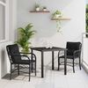 vidaXL Set da Pranzo per Giardino con cuscino 3 pcs Nero polyrattan