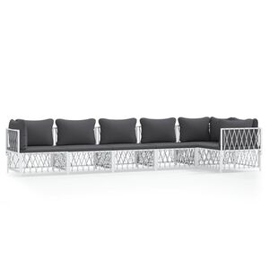 vidaXL Set Salotto da Giardino 6 pz con Cuscini in Acciaio Bianco