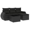 vidaXL Set Divani da Giardino 5 pz con Cuscini in Polyrattan Nero