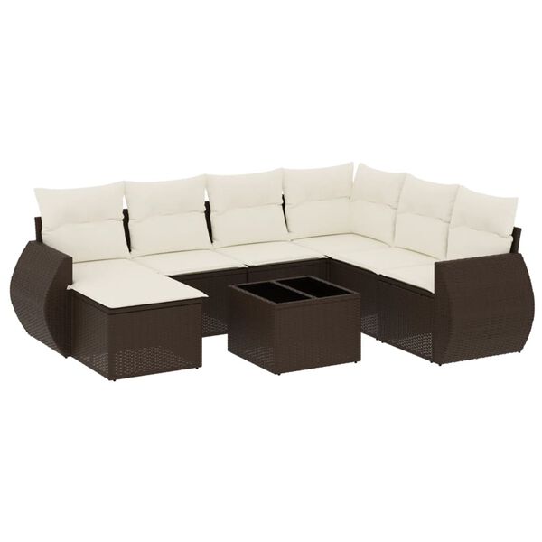 vidaXL Set Divani da Giardino 8 pz con Cuscini Marrone in Polyrattan