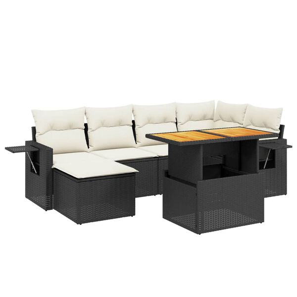 vidaXL Set Divani da Giardino con Cuscini 7pz Nero Polyrattan