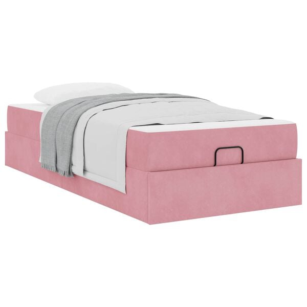 vidaXL Struttura letto con materasso con materasso 2 pcs Rosa Velluto