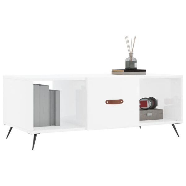 vidaXL Tavolino da Salotto Bianco Lucido 102x50x40cm Legno Multistrato
