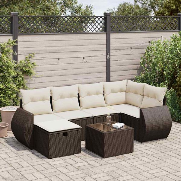 vidaXL Set Divano da Giardino 6 pz con Cuscini Marrone in Polyrattan