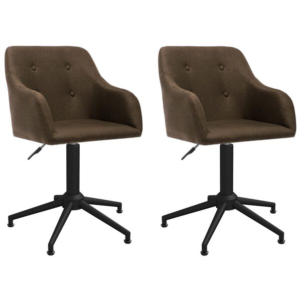 vidaXL Sedie da Pranzo Girevoli 2 pz Marrone Scuro in Tessuto