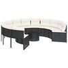 vidaXL Divano Giardino con Tavolo e Cuscini Circolare Nero Polyrattan