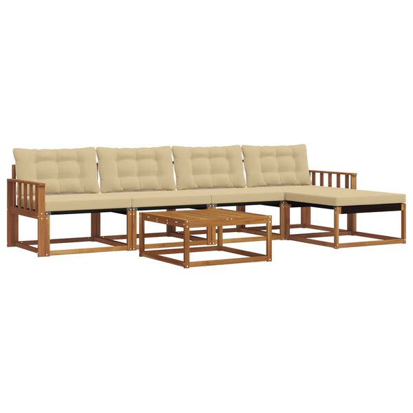 vidaXL Set di divani da esterno con cuscino 6 pcs Naturale e Beige