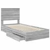 vidaXL Letto con Contenitore con testiera Grigio Sonoma 90 x 200 cm