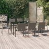 vidaXL Set da Pranzo Giardino 9pz con Cuscini Nero e Grigio Polyrattan