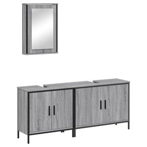 vidaXL Set Mobili da Bagno 3 pz Grigio Sonoma in Legno Multistrato