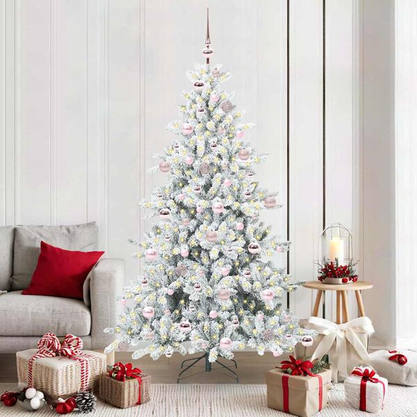vidaXL Albero di Natale Artificiale con Rami Pieghevoli Bianco 180 cm