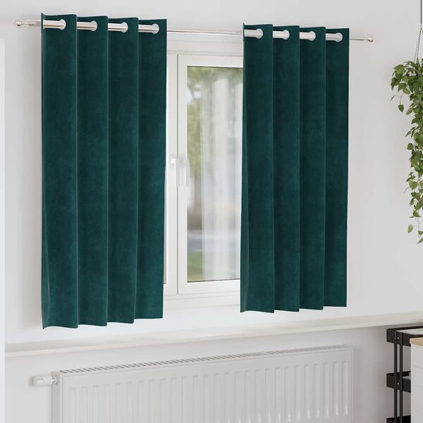 vidaXL Tende oscuranti 2 pcs Verde Scuro 140 x 175 cm Velluto