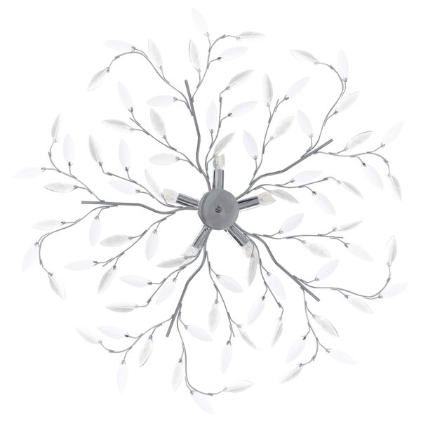 vidaXL Lampadario Foglie e Bracci in Cristallo Acrilico 5 E14 Bianco