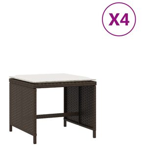vidaXL Sgabelli Giardino con Cuscini 4pz Marroni 40x40x35cm Polyrattan