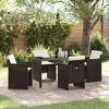vidaXL Set da Pranzo per Giardino con cuscino 5 pcs Marrone polyrattan
