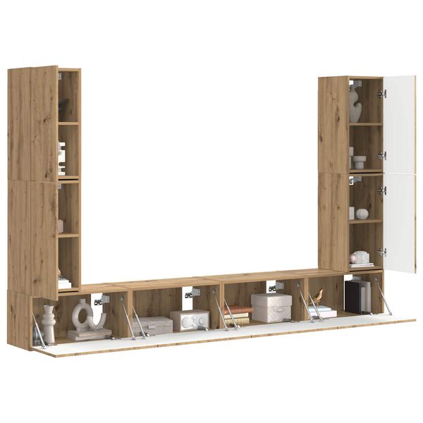 vidaXL Set mobile TV 8 pcs Rovere artigianale Legno multistrato