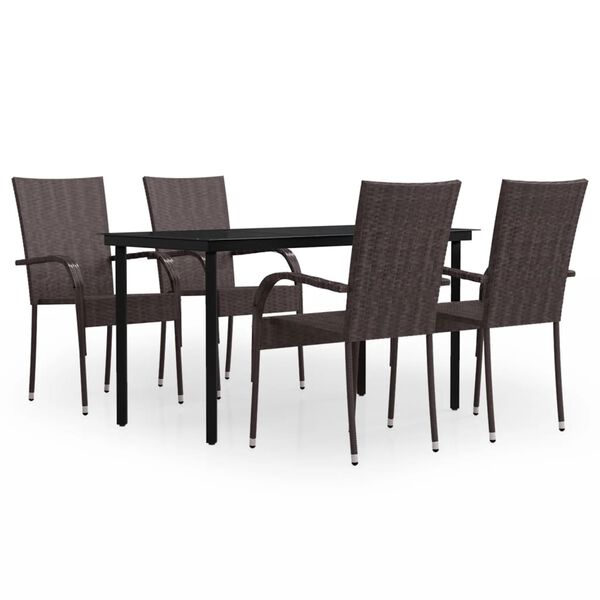 vidaXL Set da Pranzo per Giardino 5 pz con Cuscini Marrone e Nero