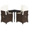 vidaXL Set da Pranzo da Giardino 5pz con Cuscini in Polyrattan Marrone