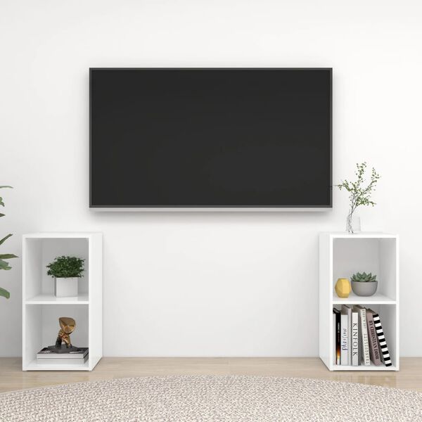 vidaXL Mobili TV 2 pz Bianco Lucido 72x35x36,5 cm in Legno Multistrato