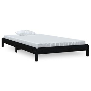 vidaXL Letto Impilabile Nero 100x200cm in Legno Massello di Pino