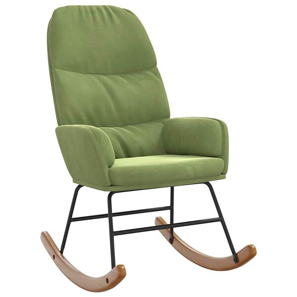 vidaXL Sedia a Dondolo Verde Chiaro in Velluto