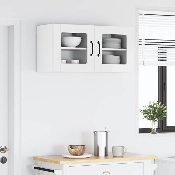 vidaXL Mobile da cucina con porta 2 pcs Bianco Lucido 40 x 31 x 40 cm