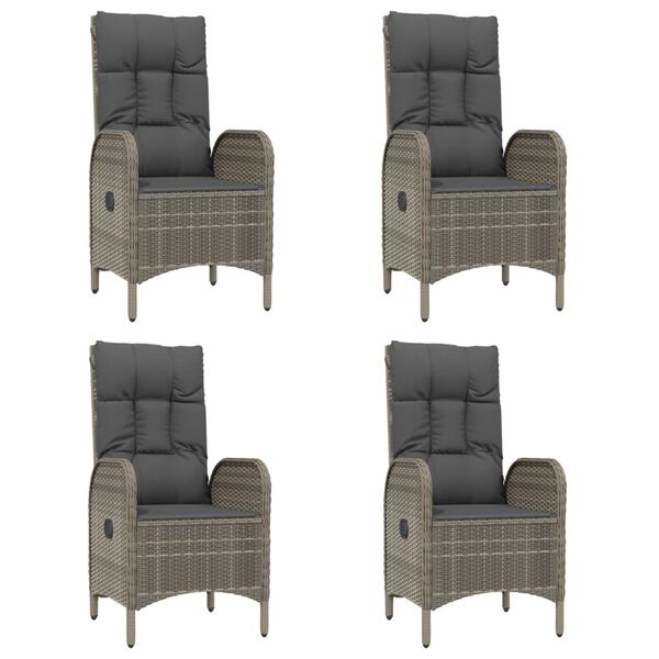 vidaXL Set da Pranzo Giardino 5pz Nero e Grigio con Cuscini Polyrattan