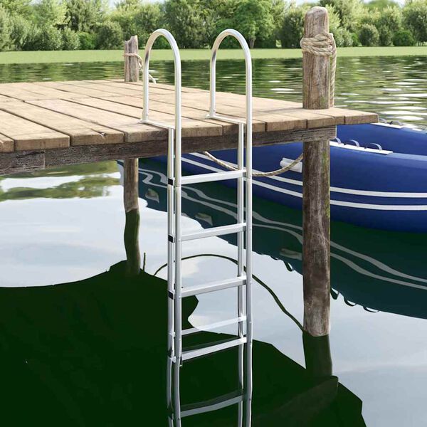vidaXL Scala da Dock a 4 Gradini Argento 45 &times;11,5 &times;162 cm Alluminio