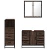 vidaXL Set Mobili da Bagno 3 pz Rovere Marrone in Legno Multistrato