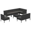 vidaXL Set Divani da Giardino 9 pz con Cuscini in Polyrattan Nero